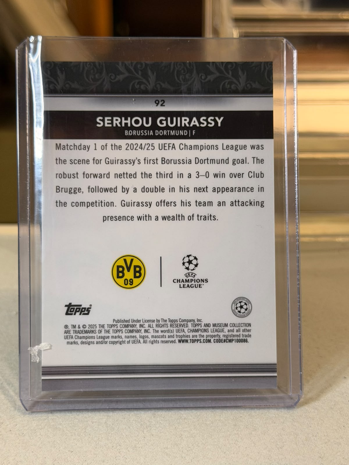 Serhou Guirassy back - 2024/25 Topps Museum Collection UEFA Club Competitions 25/25