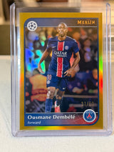 Ousmane Dembele 31/50 Gold Refractor #138 2024/25 Topps Merlin UEFA – PSG trading card, front