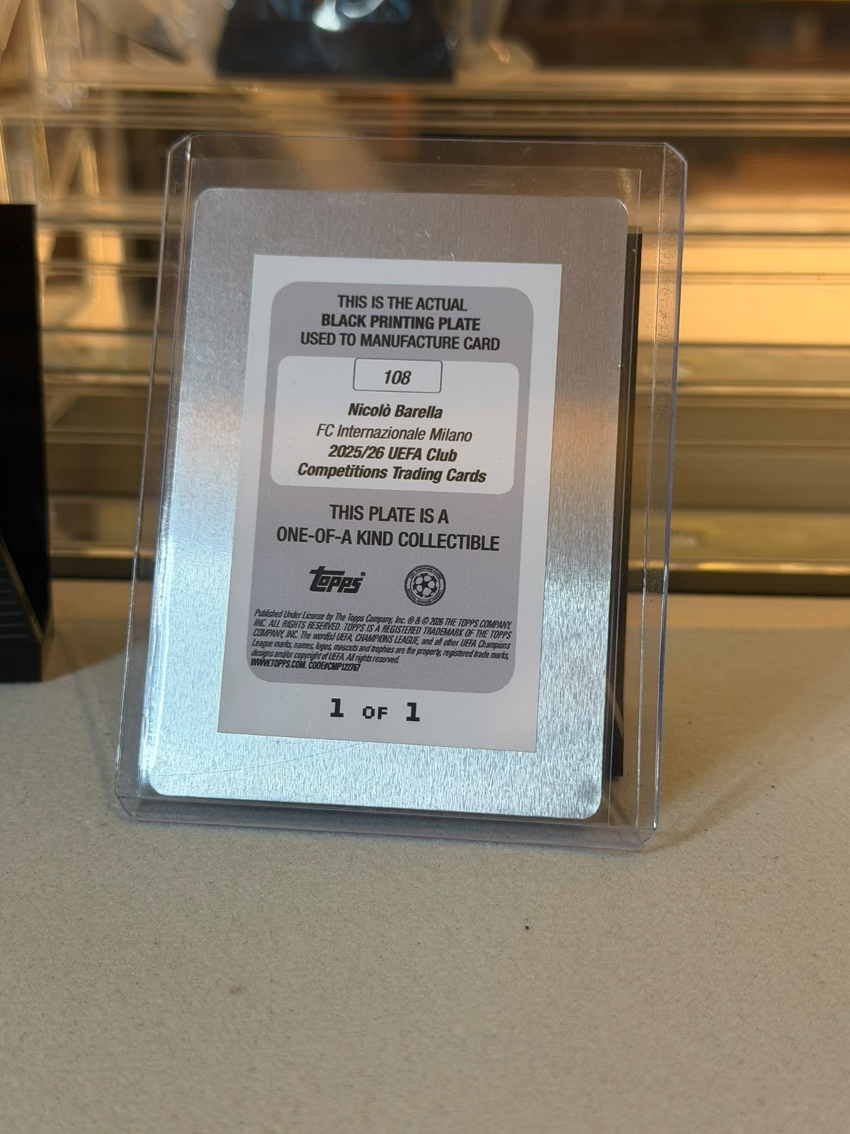 Nicolo Barella printing plate back