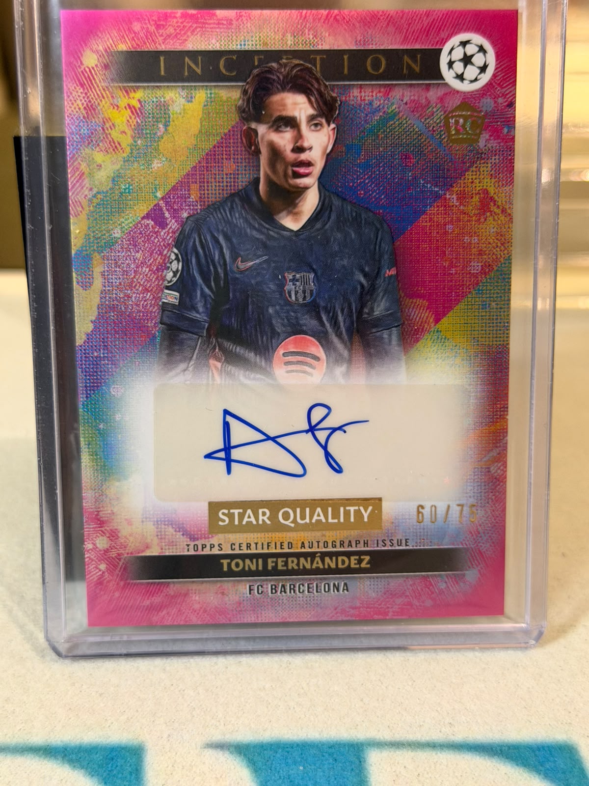 Toni Fernández 60/75 Star Quality Autograph – Topps Inception UEFA Club Competitions 2024/25 – FC Barcelona trading card, fro