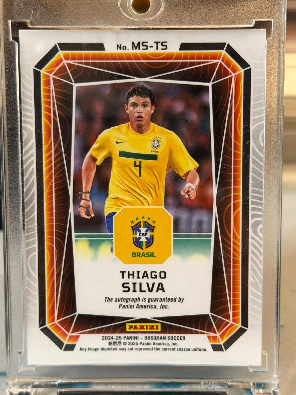 Thiago Silva MS-TS Green/Orange – Brazil trading card, back
