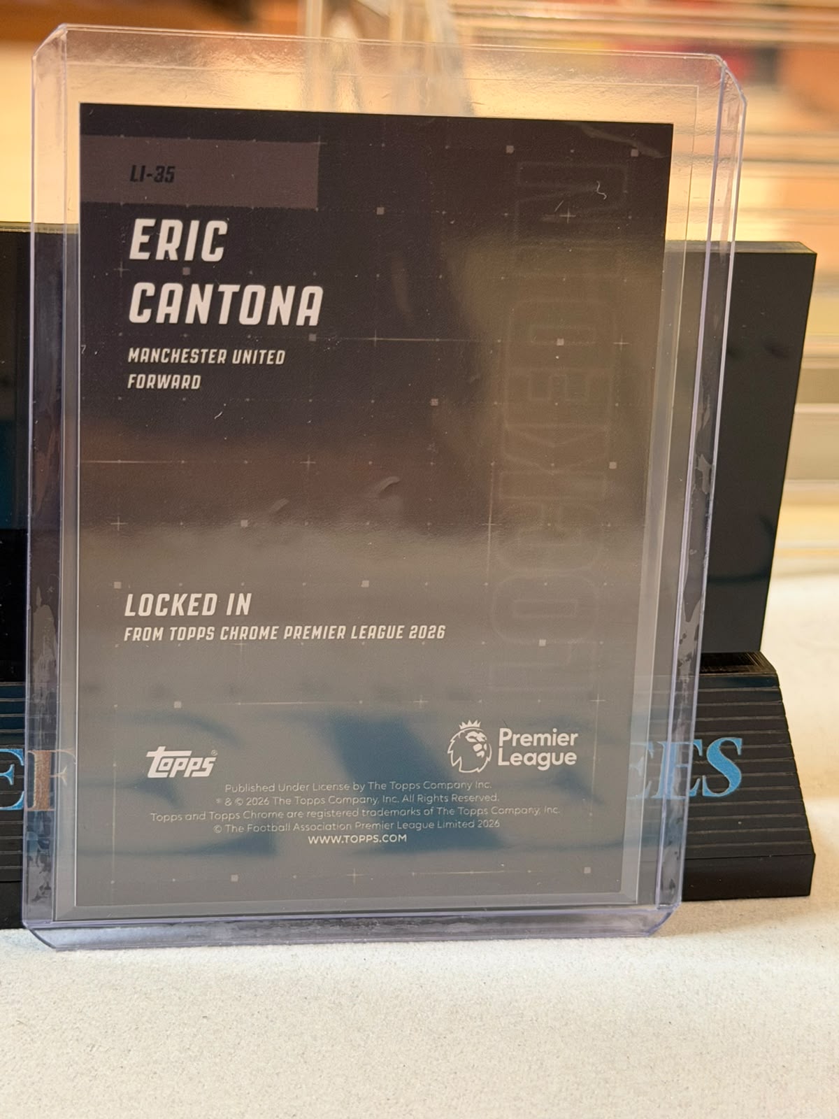 Eric Cantona Locked In Insert Manchester United trading card, back