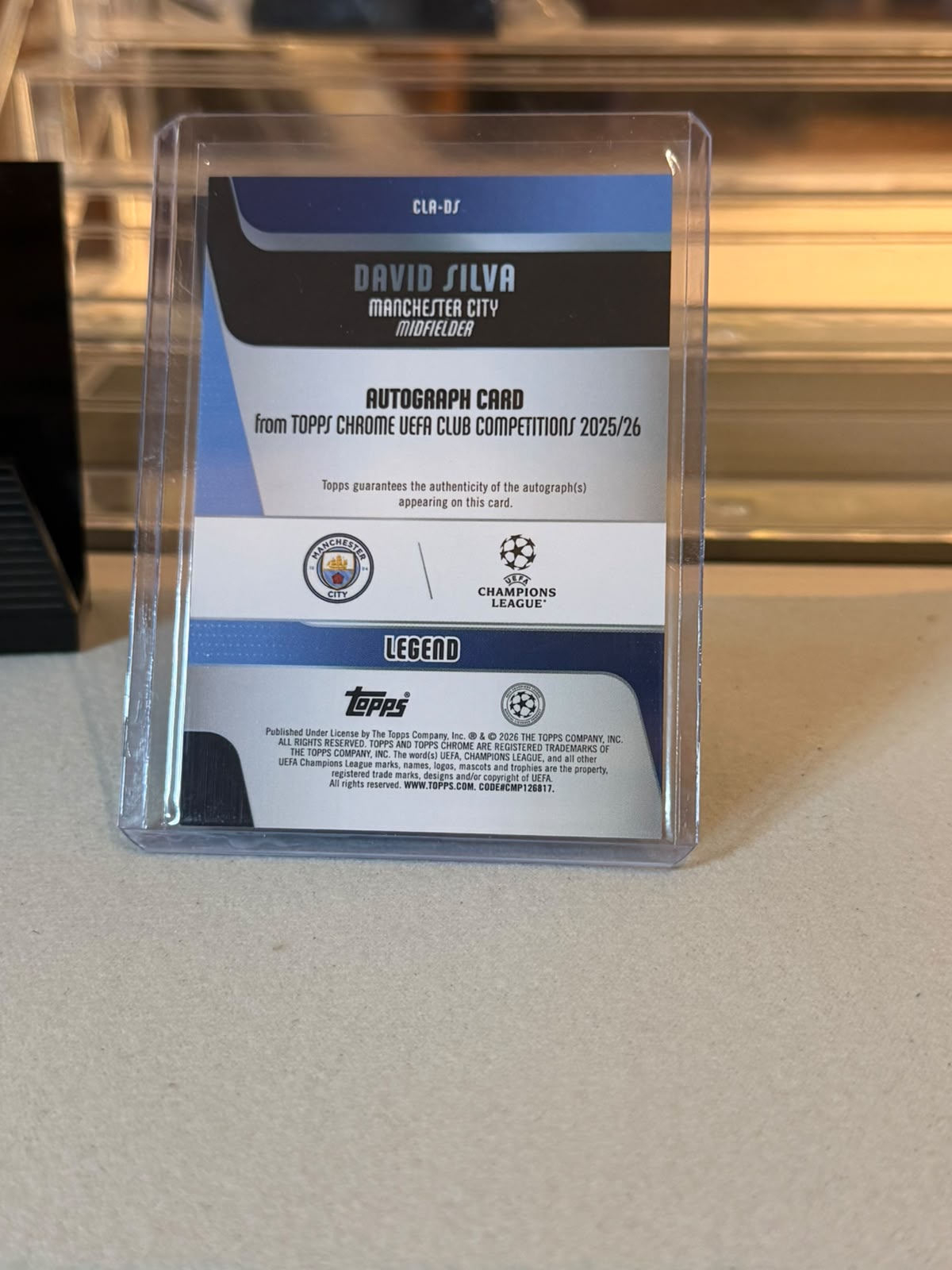 David Silva 28/75 #CLA-DS Purple Refractor Autograph 2025-26 Topps Chrome UEFA Club Competitions - back