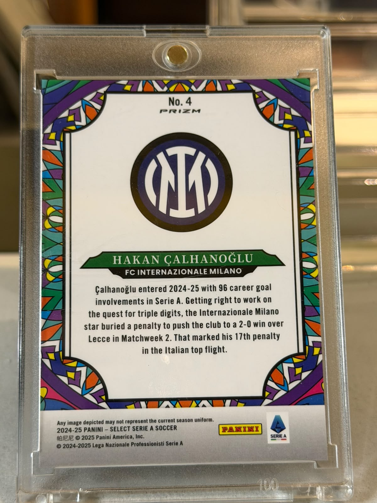 Hakan Çalhanoğlu back - 2024/25 Panini Select Serie A Stained Glass