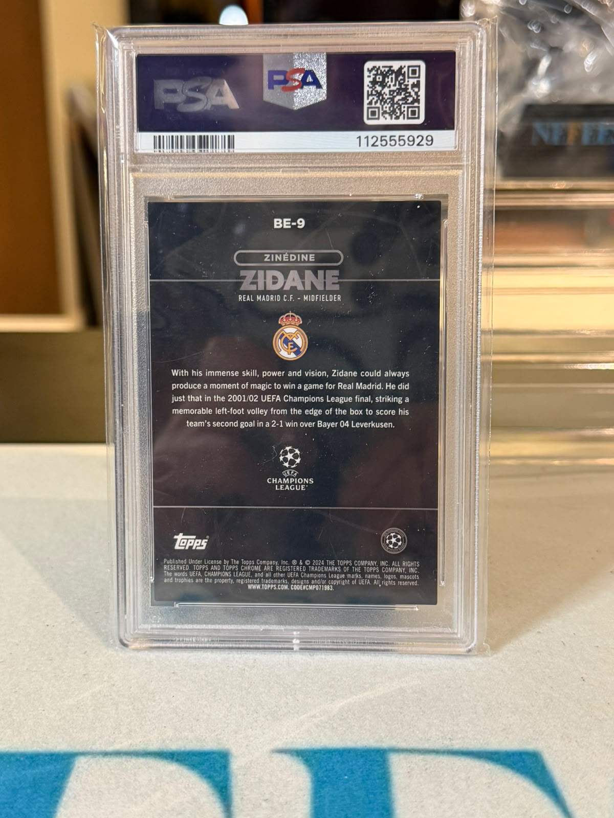 Zinédine Zidane back - 2023/24 Topps Chrome UEFA Club Competitions Shadow Etch 3/5