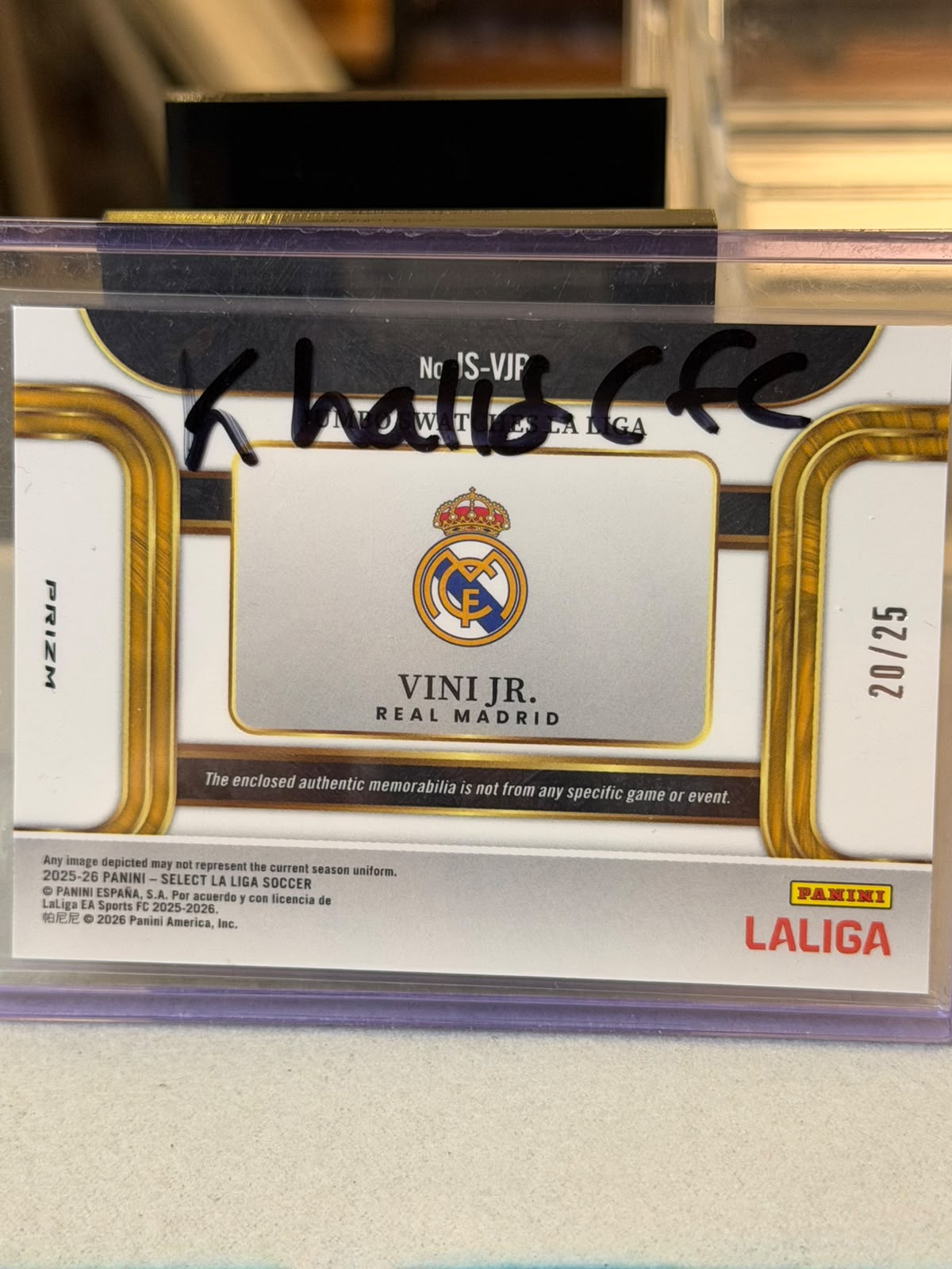 Vinícius Júnior back - 2025-26 Panini Select La Liga Jumbo Swatches 20/25