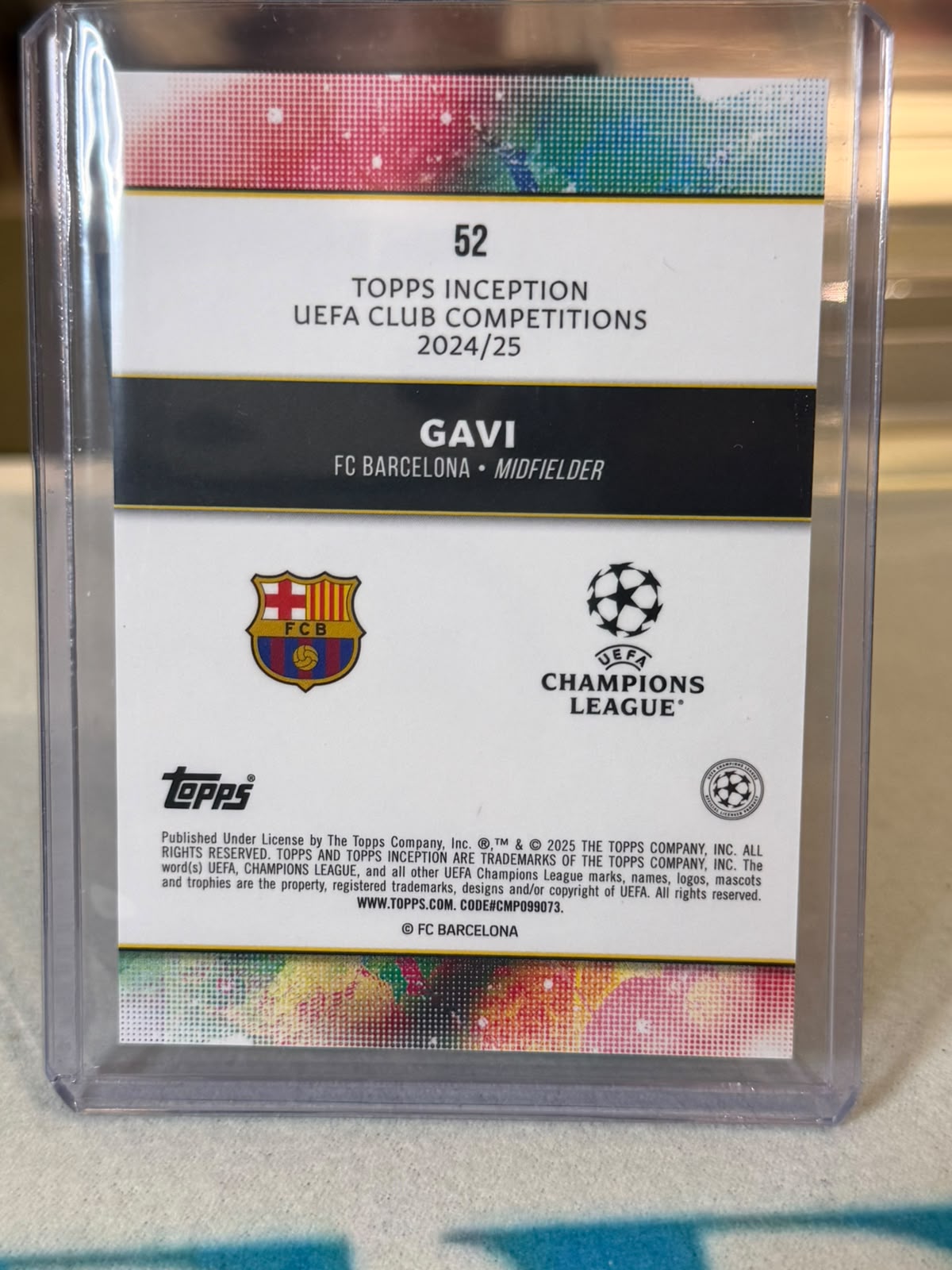 Gavi 07/25 Star Quality (#52) – Topps Inception UEFA Club Competitions 2024/25 – FC Barcelona trading card, back
