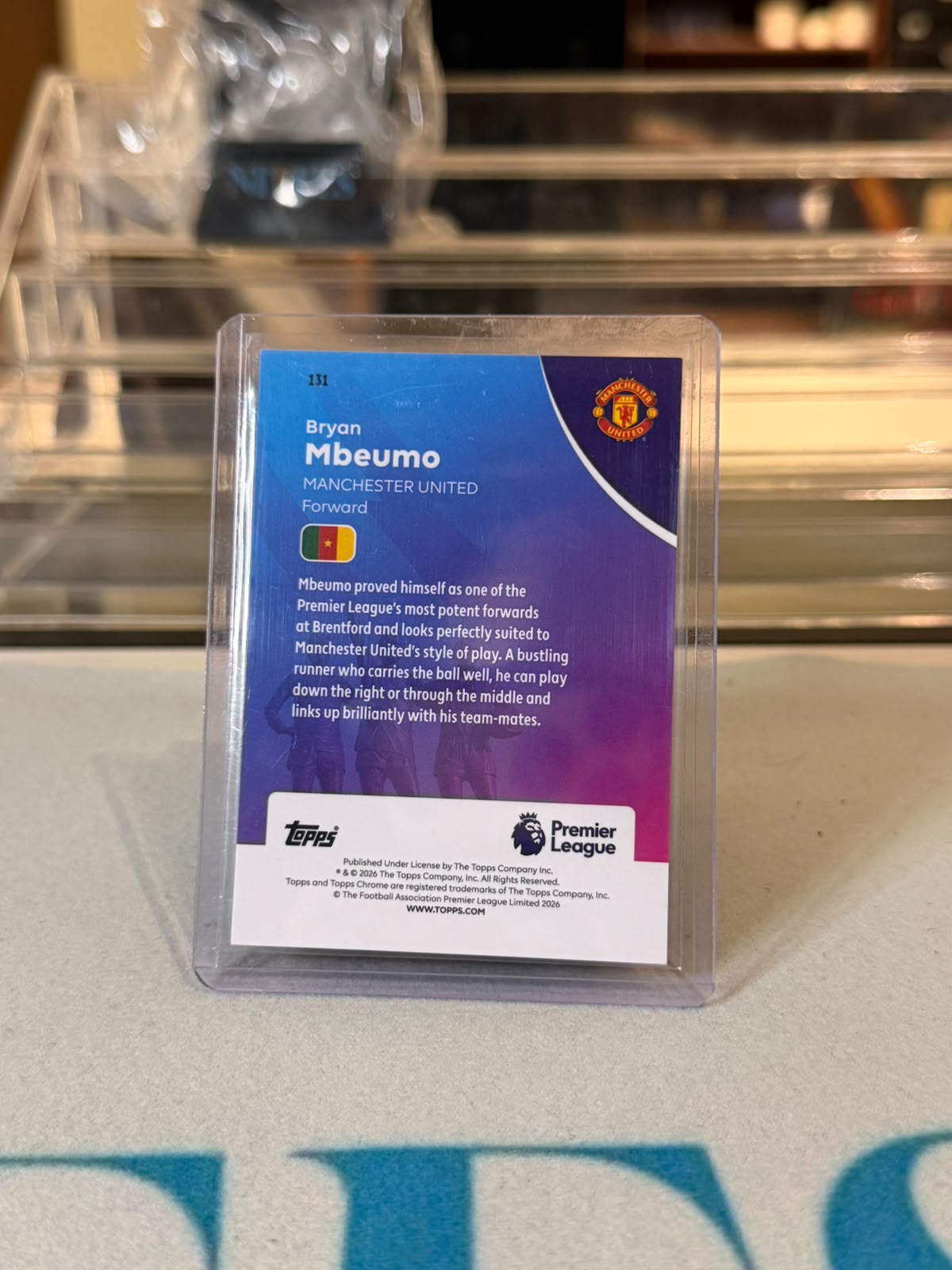 Bryan Mbeumo Manchester United 2025-26 Topps Chrome Premier League Orange Refractor Parallel 20/25 card back