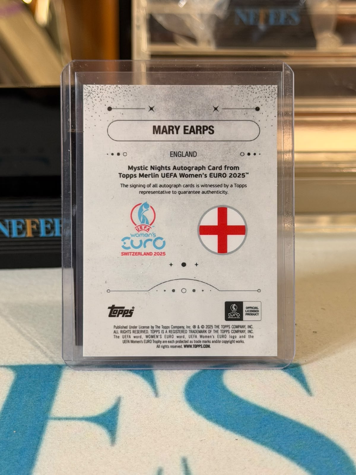 Mary Earps – England trading card, back