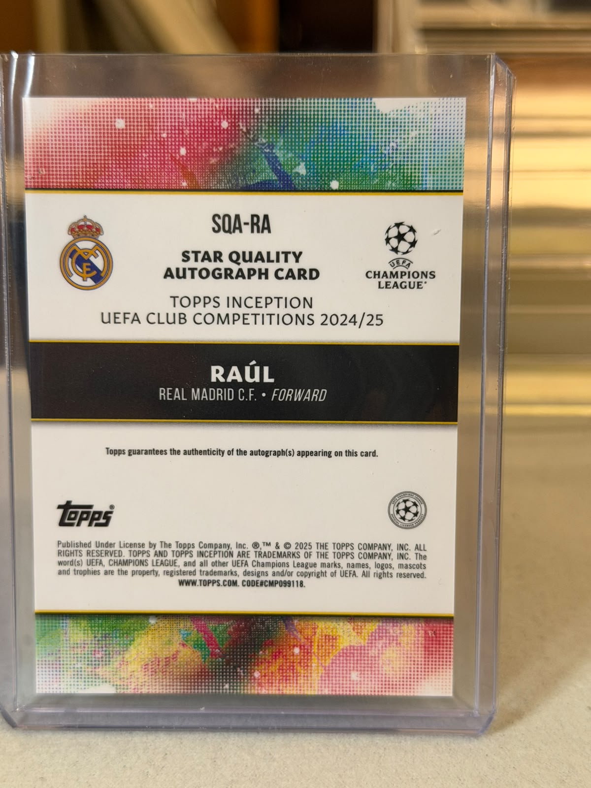 Raúl back - 2024/25 Topps Inception UEFA Club Competitions Star Quality Autograph 87/99