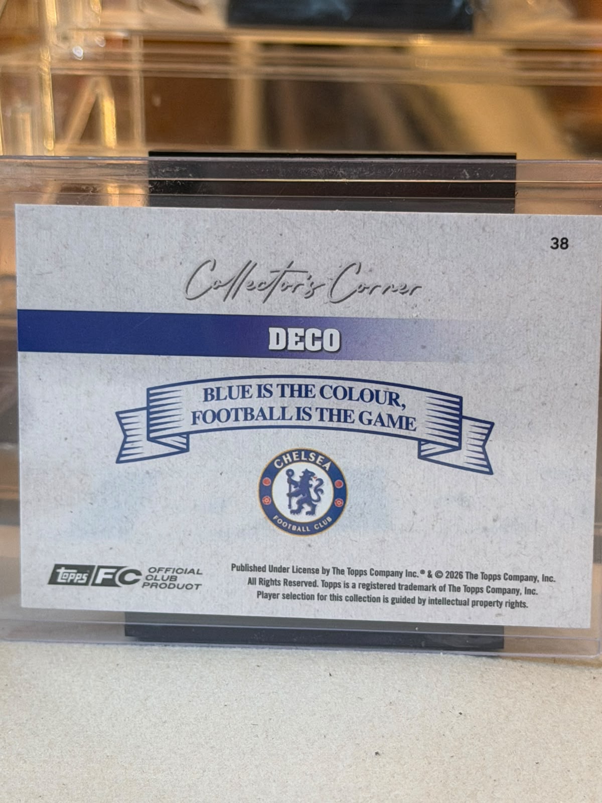 Deco C0000598 back - Deco 09/10 #38 – Chelsea – Collector's Corner – 2026 Topps FC Chelsea FC Official Club Product