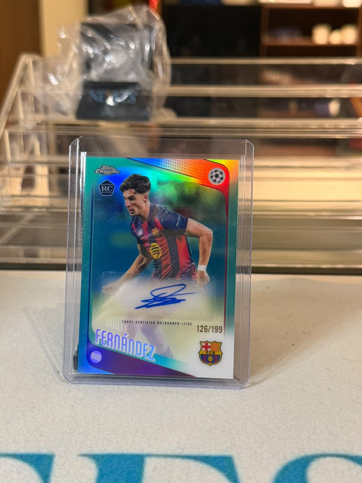 Guille Fernandez Barcelona 2025-26 Topps Chrome UEFA Club Competitions RC Autograph Refractor 126/199 - front