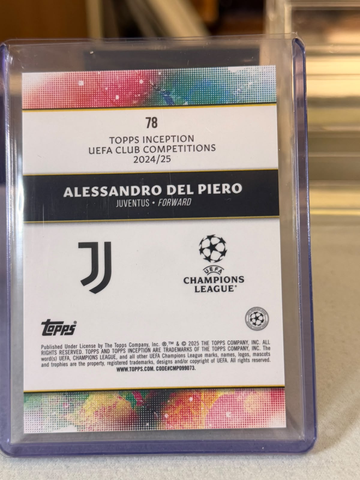 Alessandro Del Piero back - 2024/25 Topps Inception UEFA Club Competitions 08/25