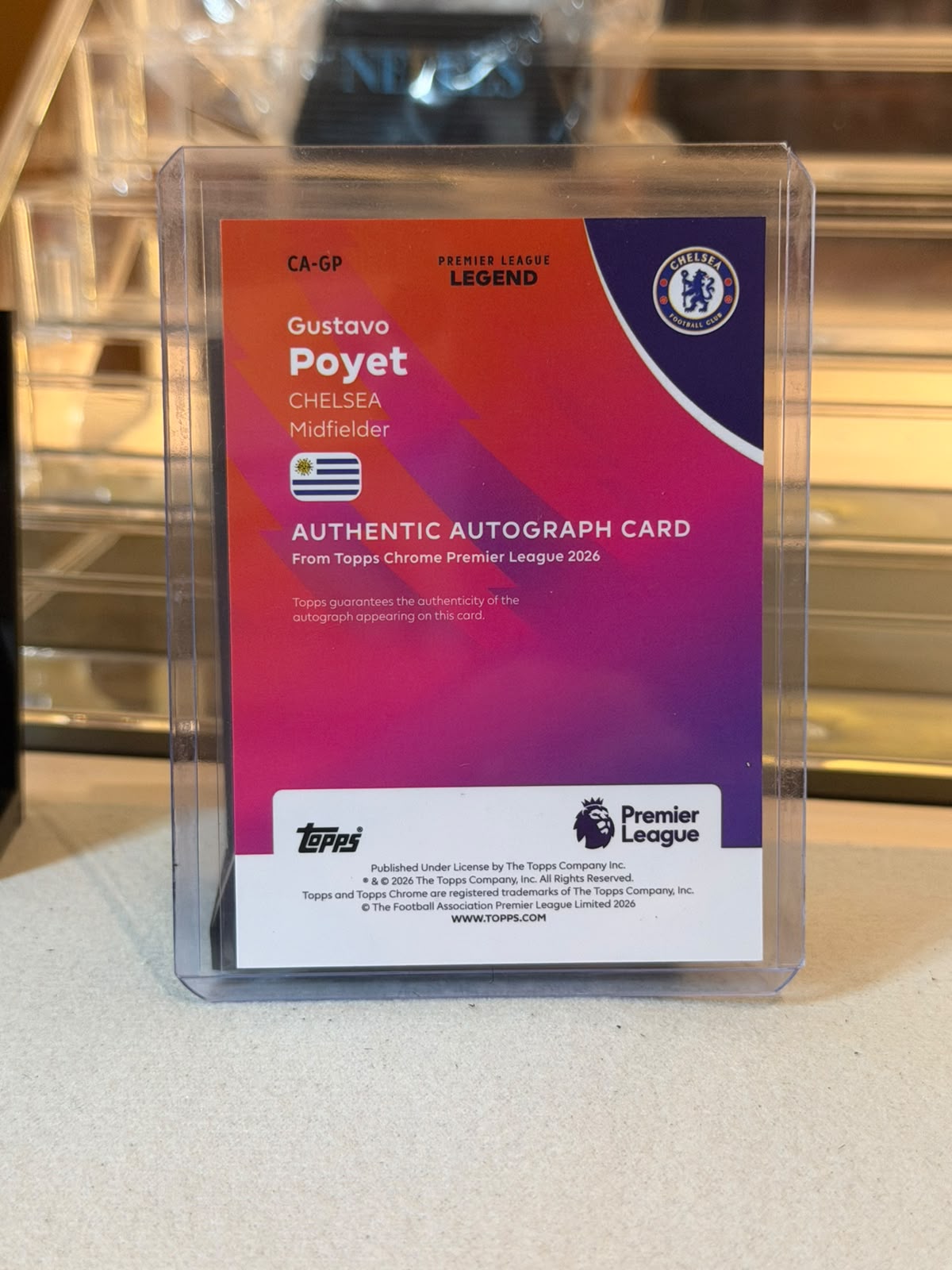 Gustavo Poyet - 2026 Topps Chrome Premier League Premier League Legend Authentic Autograph Green Wave CA-GP 86/99 - Back