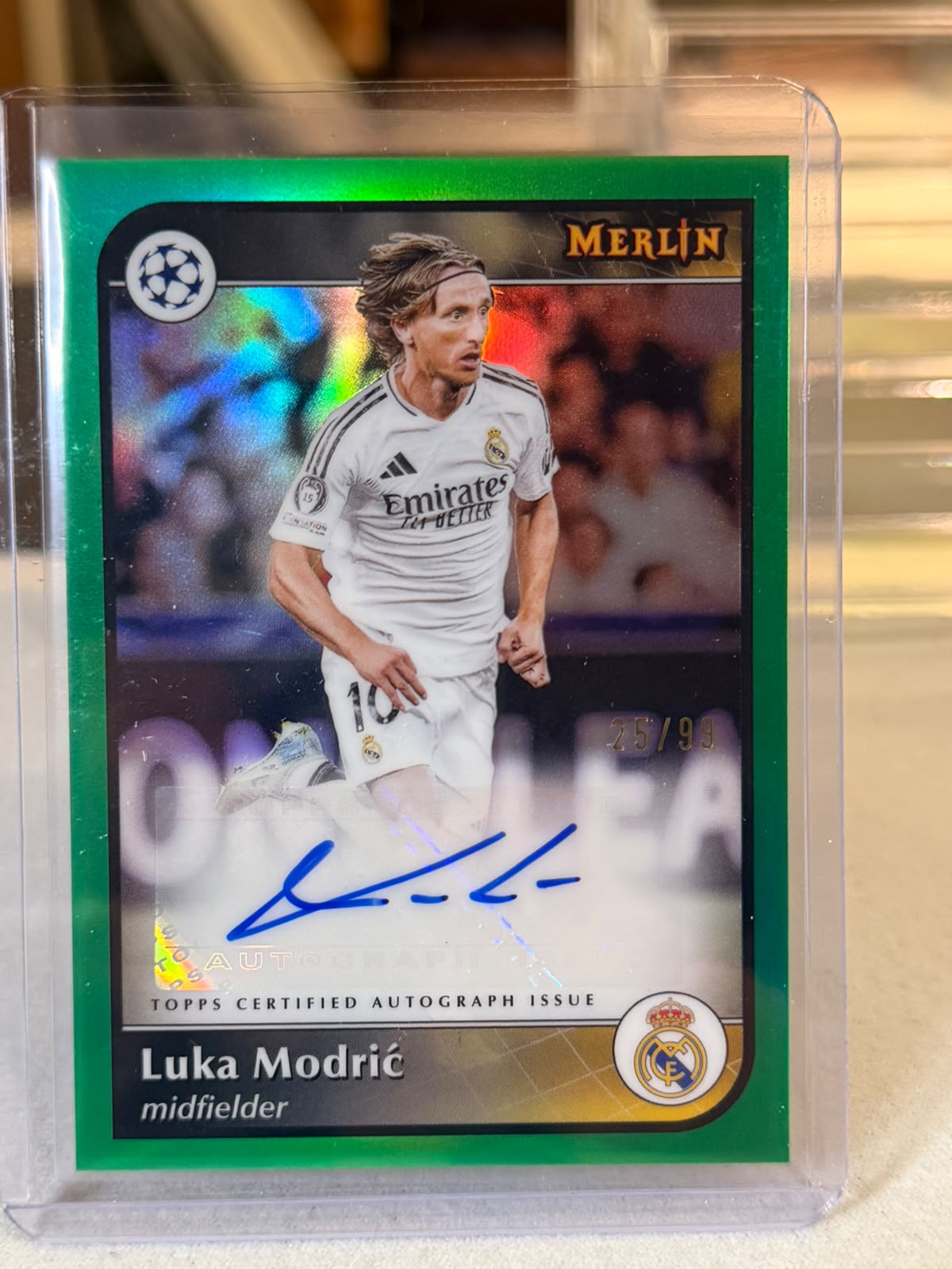 Luka Modrić front - 2024/25 Topps Merlin UEFA Club Competitions Autograph 25/99