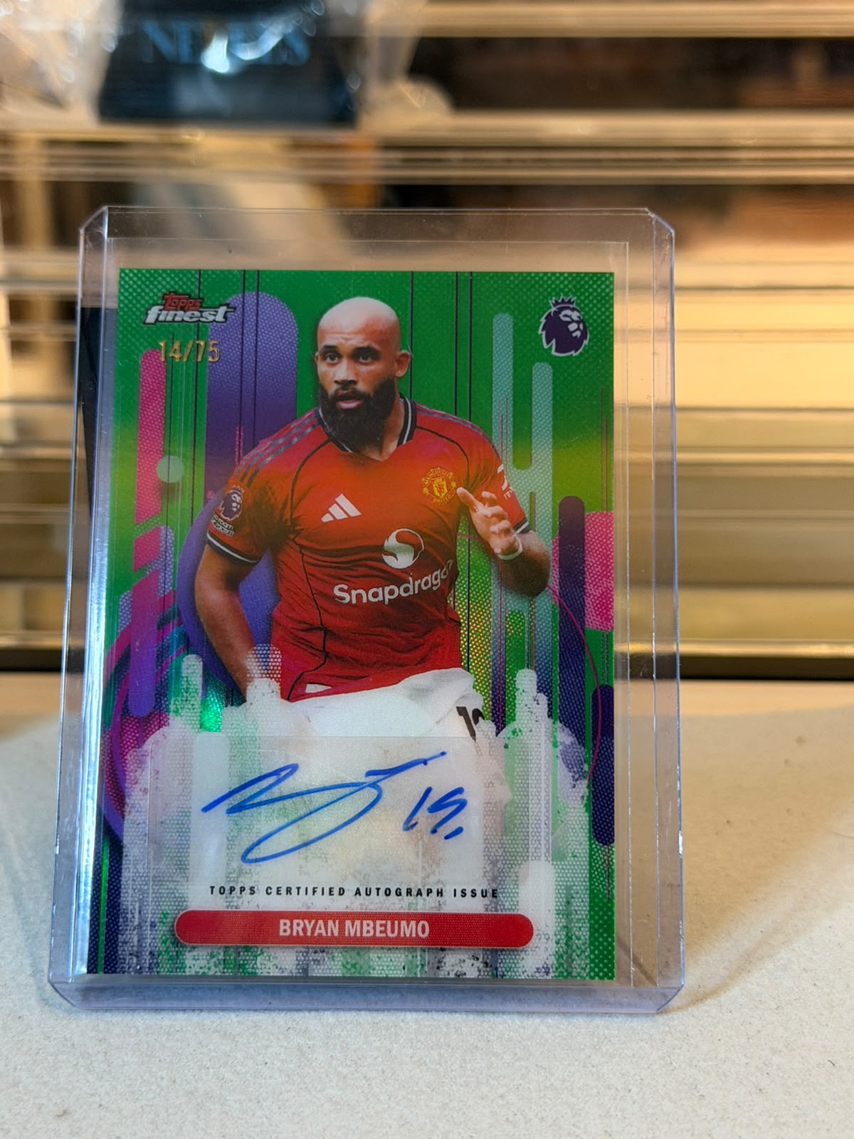 Bryan Mbeumo C0000605 front - Bryan Mbeumo 14/75 #FA-BM – Manchester United – Finest Autograph Green Refractor – 2026 Topps Finest Premier League