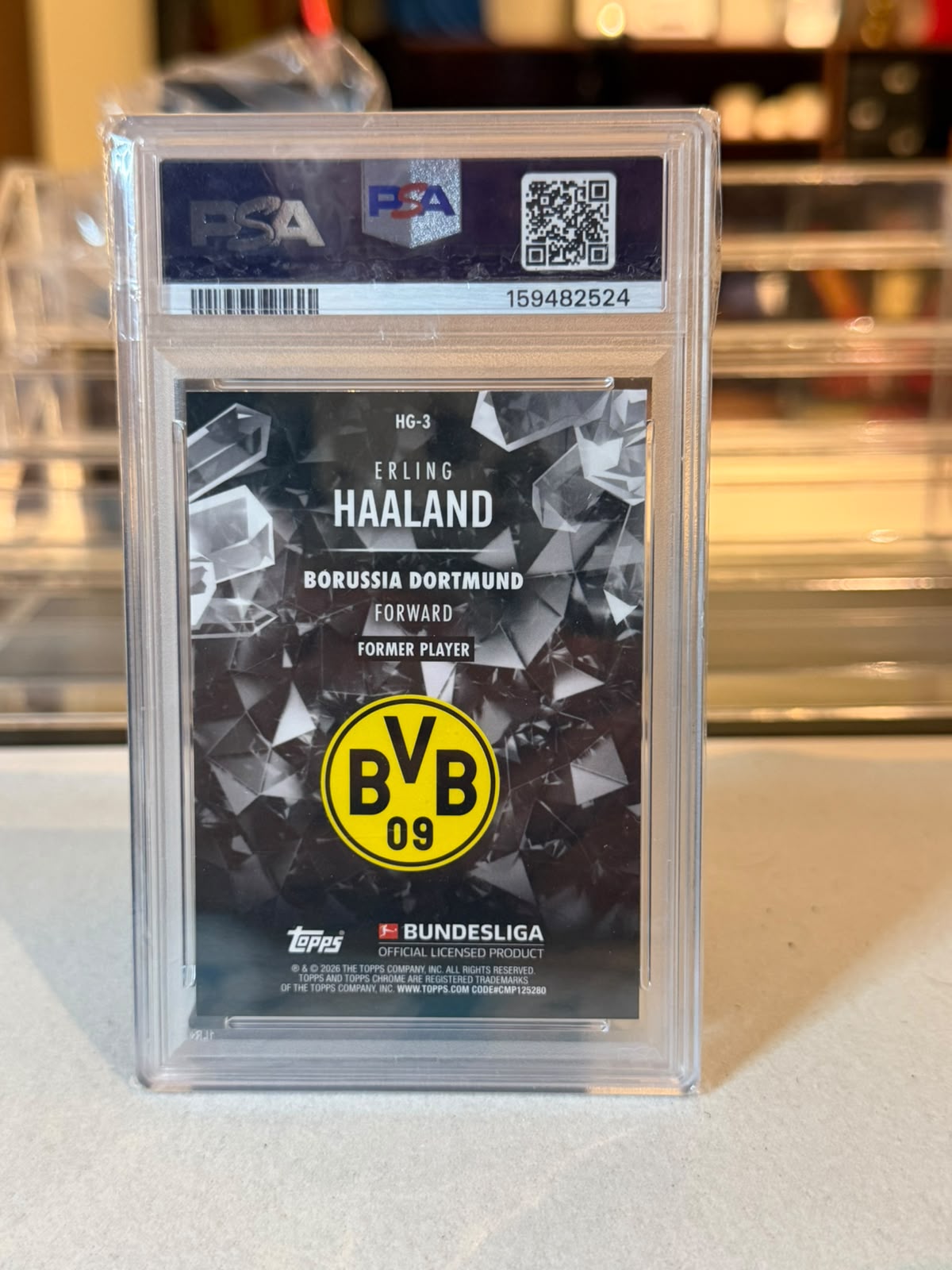 Erling Haaland Borussia Dortmund PSA Gem Mint 10 slab, certification 159482524