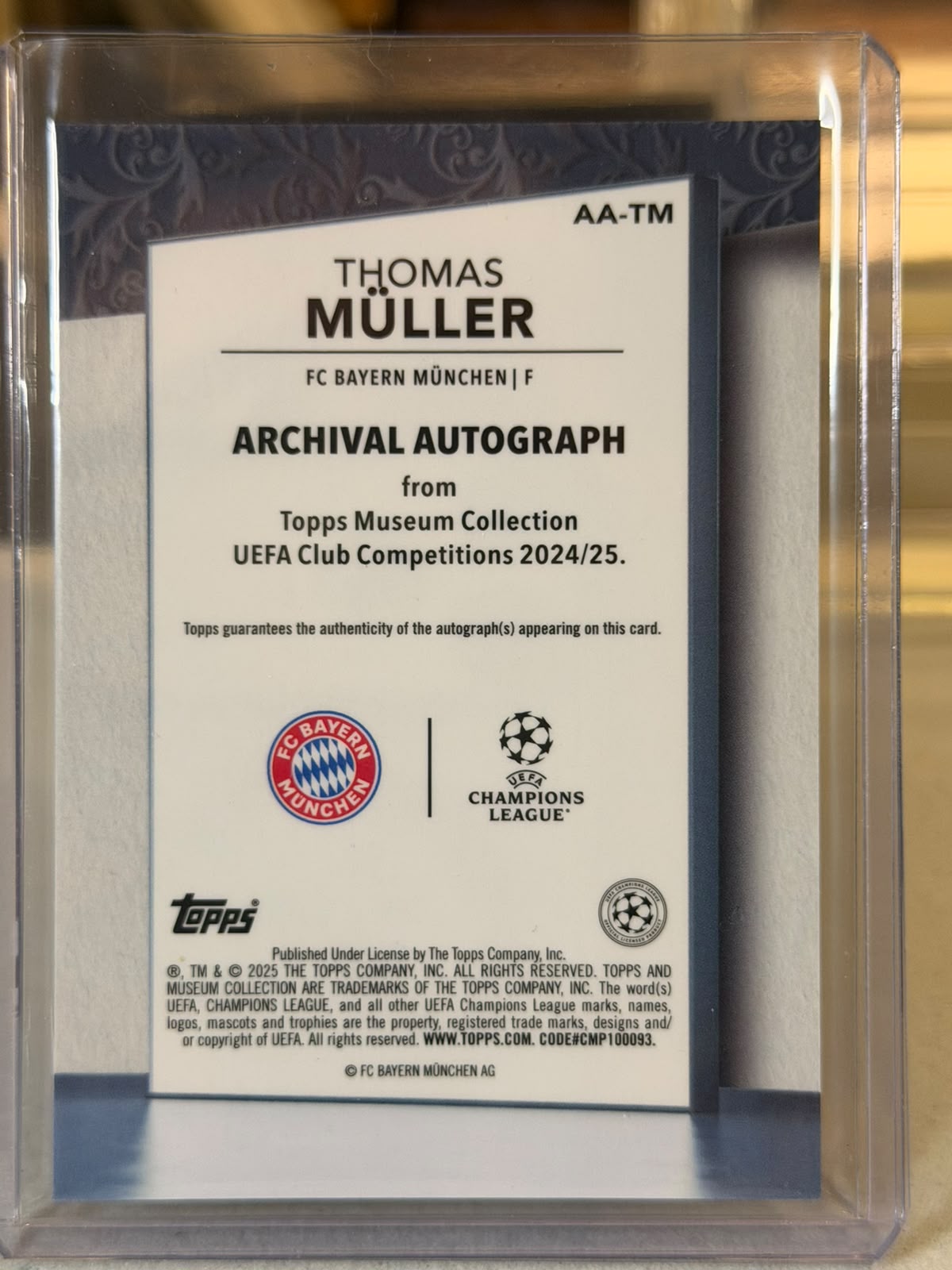 Thomas Müller AA-TM 52/75 – FC Bayern München trading card, back