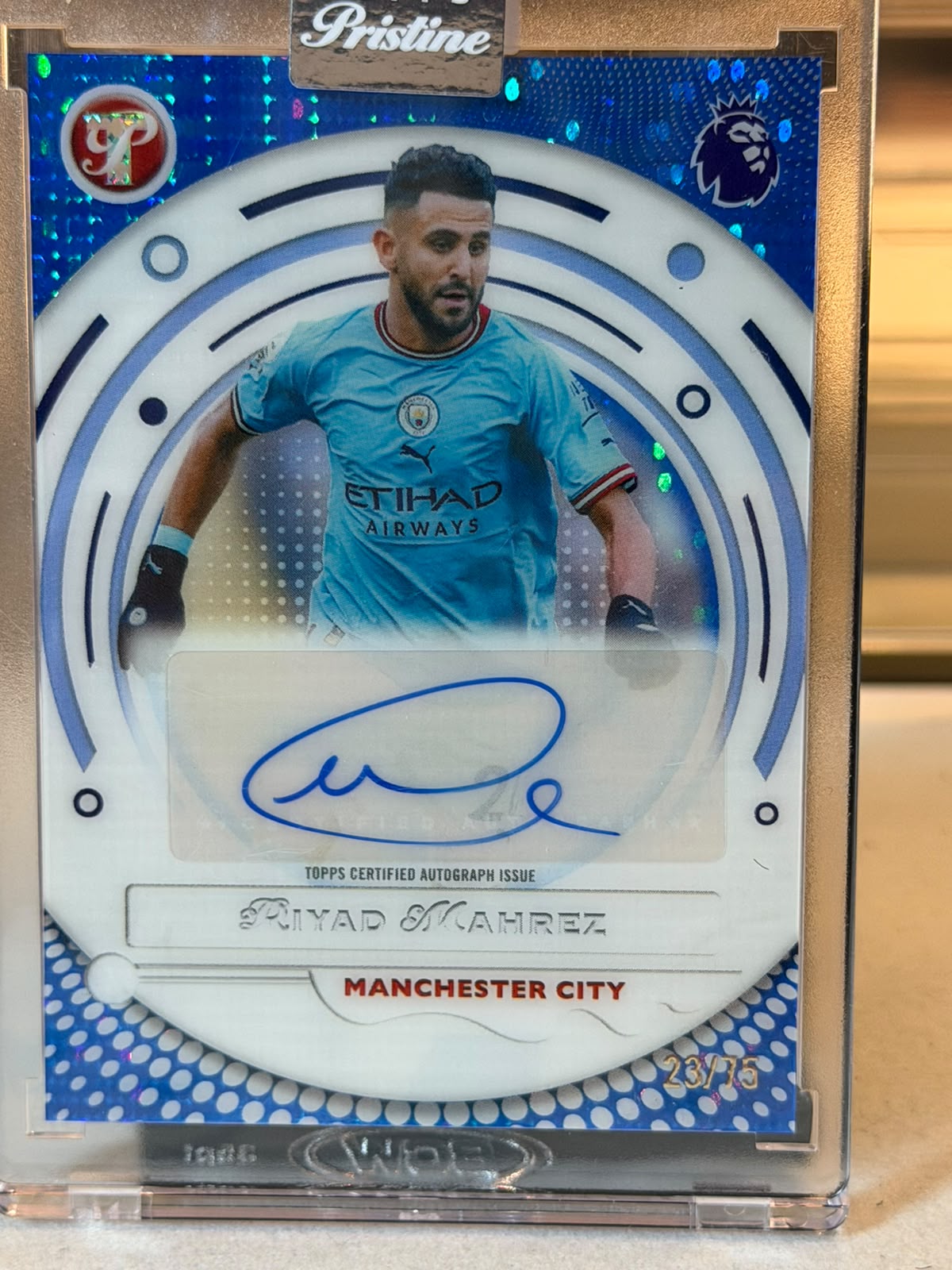 Riyad Mahrez Manchester City 2026 Topps Pristine Premier League Pristine Autograph PA-RM 23/75 card front