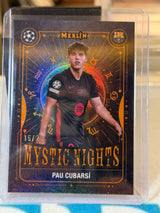Pau Cubarsí 15/25 Mystic Nights – Topps Merlin Chrome UEFA Club Competitions 2024/25 – FC Barcelona trading card, front