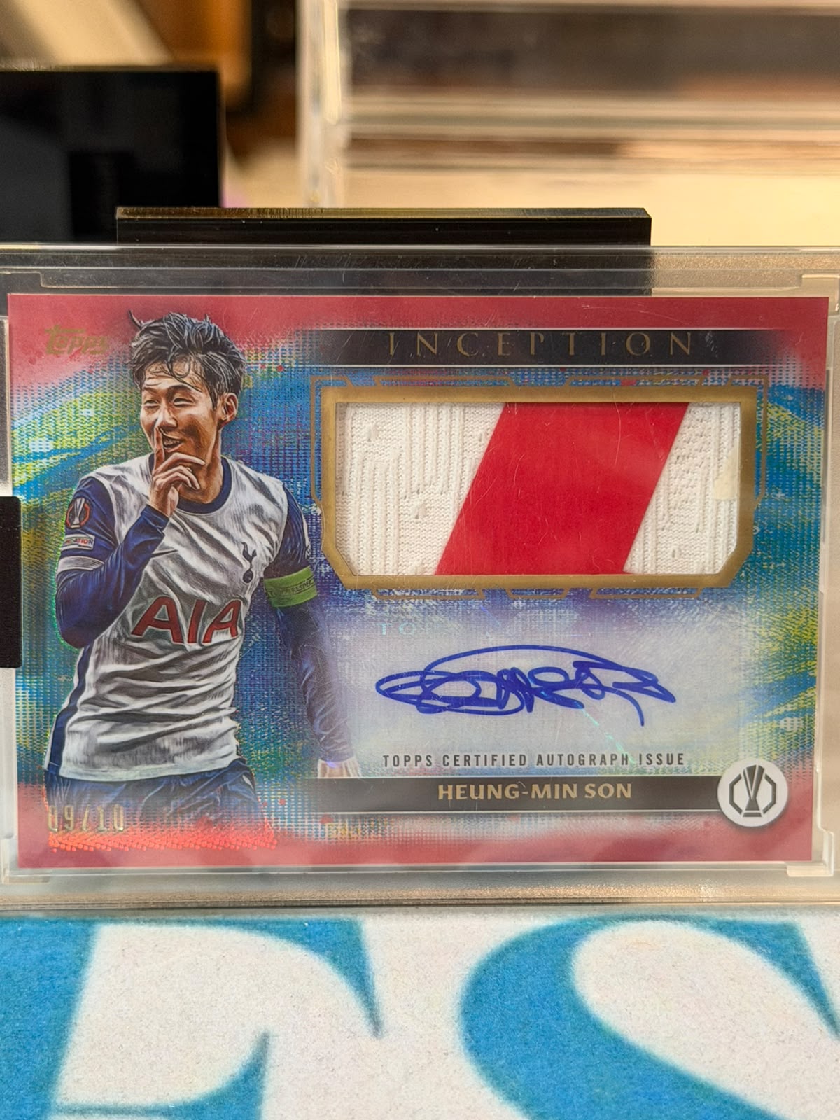 Heung-Min Son front - 2024/25 Topps Inception UEFA Club Competitions Autograph Patch Red 09/10