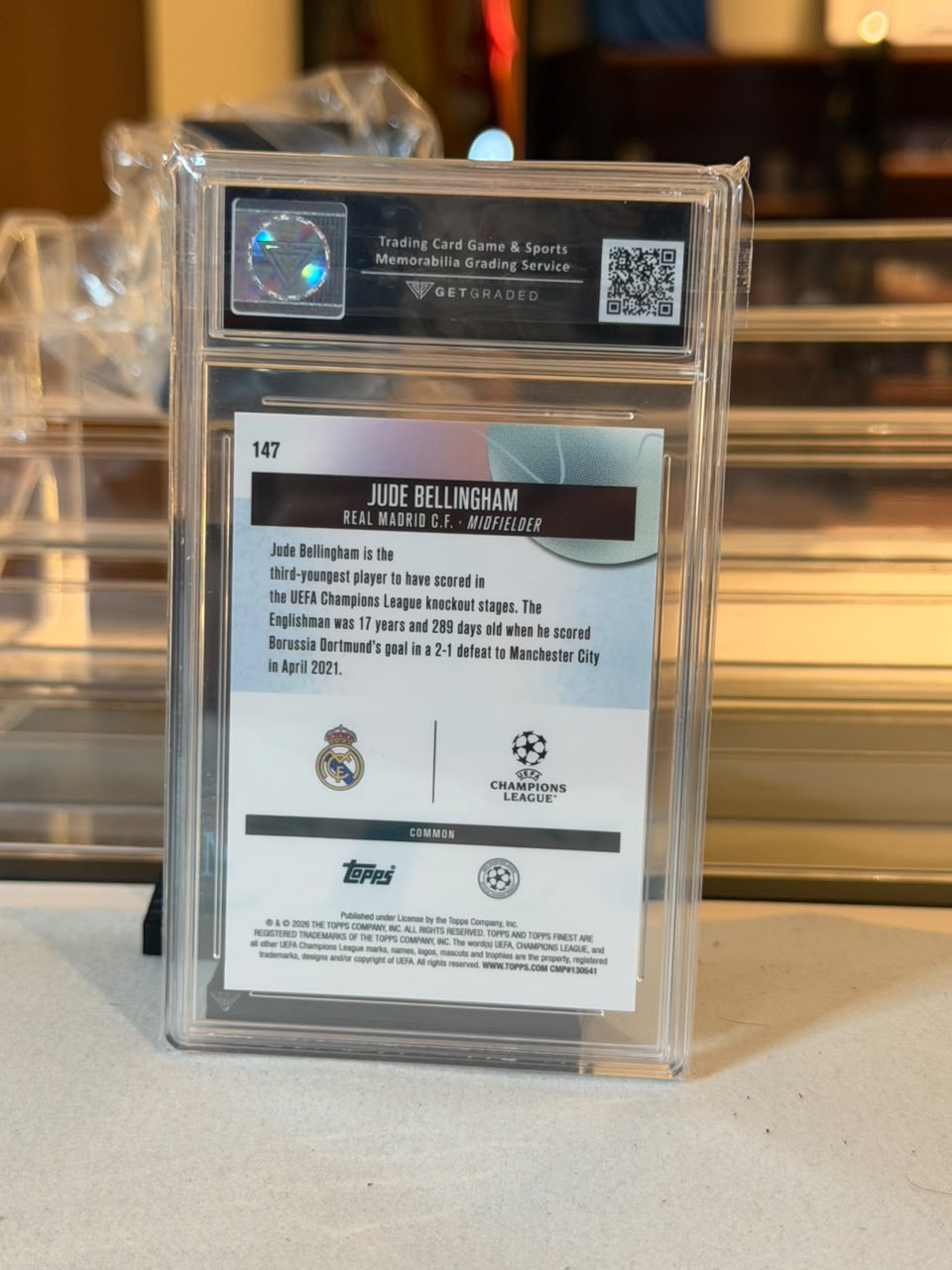C0000649 Jude Bellingham Real Madrid Topps Finest UCC 25/26 Black Refractor 12/20 GetGraded Gem Mint 10 back