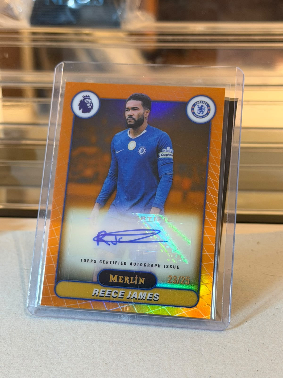 Reece James 2026 Topps Merlin Premier League Autograph Orange parallel - front