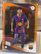 Dro Pedro Fernandez Barcelona 2025-26 Topps UEFA Champions League RC Orange Parallel 16/25 - front