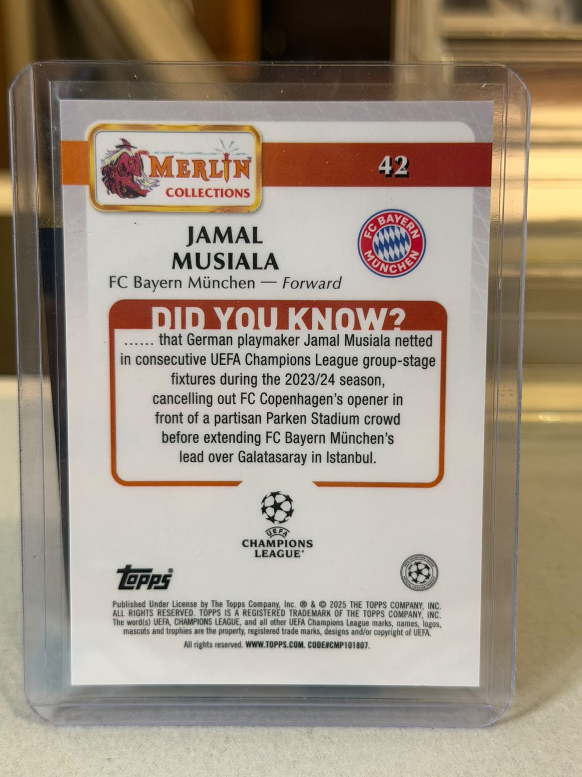 FC Bayern batch card SKU C0000454 back