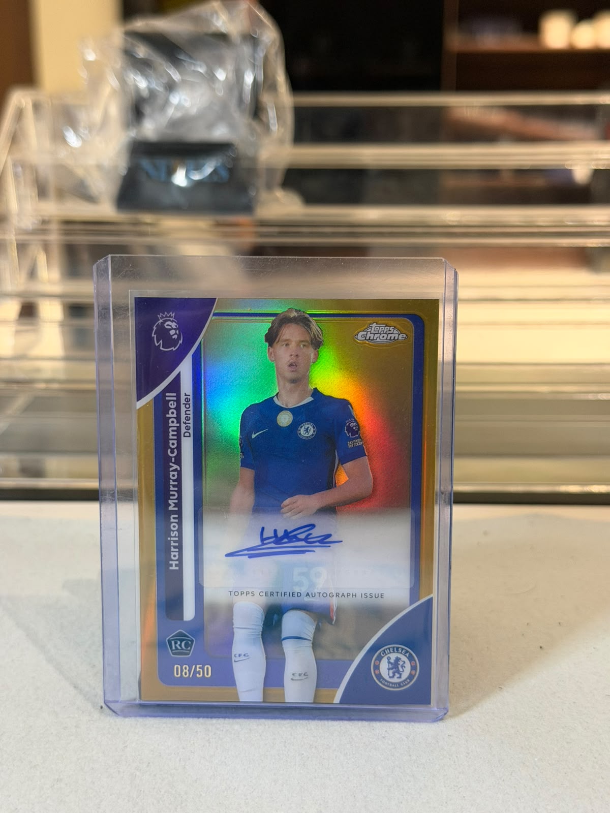 Harrison Murray-Campbell front - 2026 Topps Chrome Premier League Gold Refractor RC Autograph #CA-CB 08/50