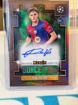 Pau Víctor 32/99 Sorcerers Autograph – Topps Merlin UEFA Club Competitions 2024/25 – FC Barcelona trading card, front