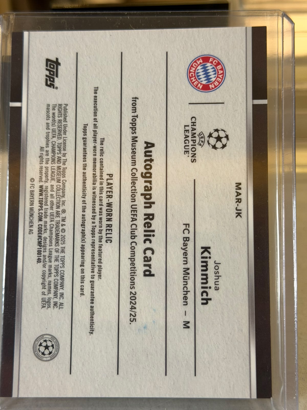 FC Bayern batch card SKU C0000478 back