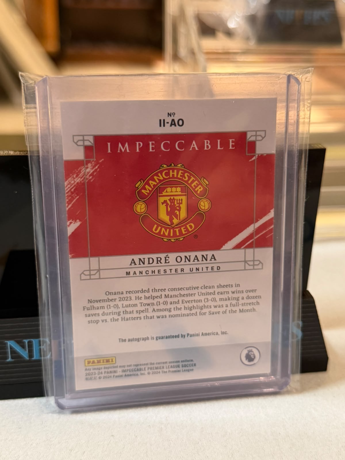 André Onana 23/25 – Indelible Ink On-Card Autograph Manchester United trading card, back