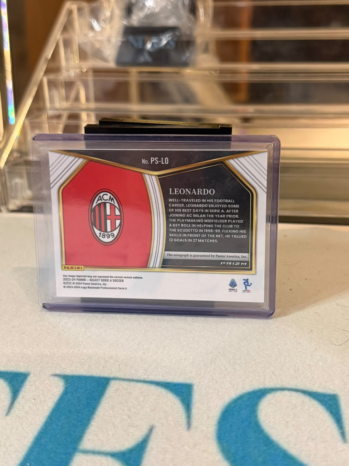 Leonardo AC Milan Panini Select Pitchside Signatures autograph card image 2