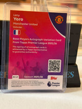 Leny Yoro Base Autograph Variation Manchester United trading card, back