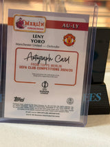 Leny Yoro 18/50 – Autograph (Gold Mojo) Manchester United trading card, back