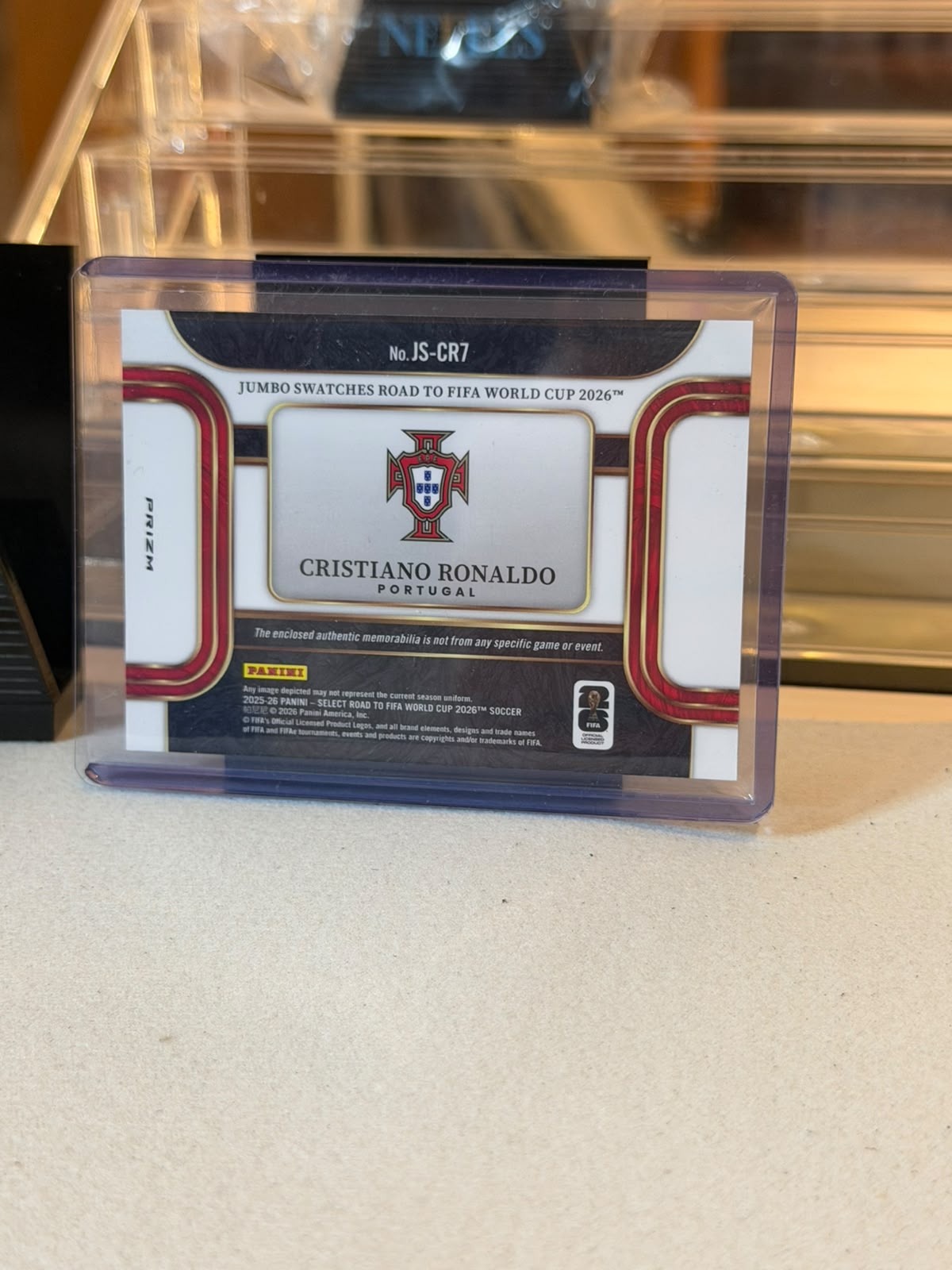 Cristiano Ronaldo - 2025-26 Panini Select Road to FIFA World Cup 2026 Soccer Jumbo Swatches JS-CR7 - Back
