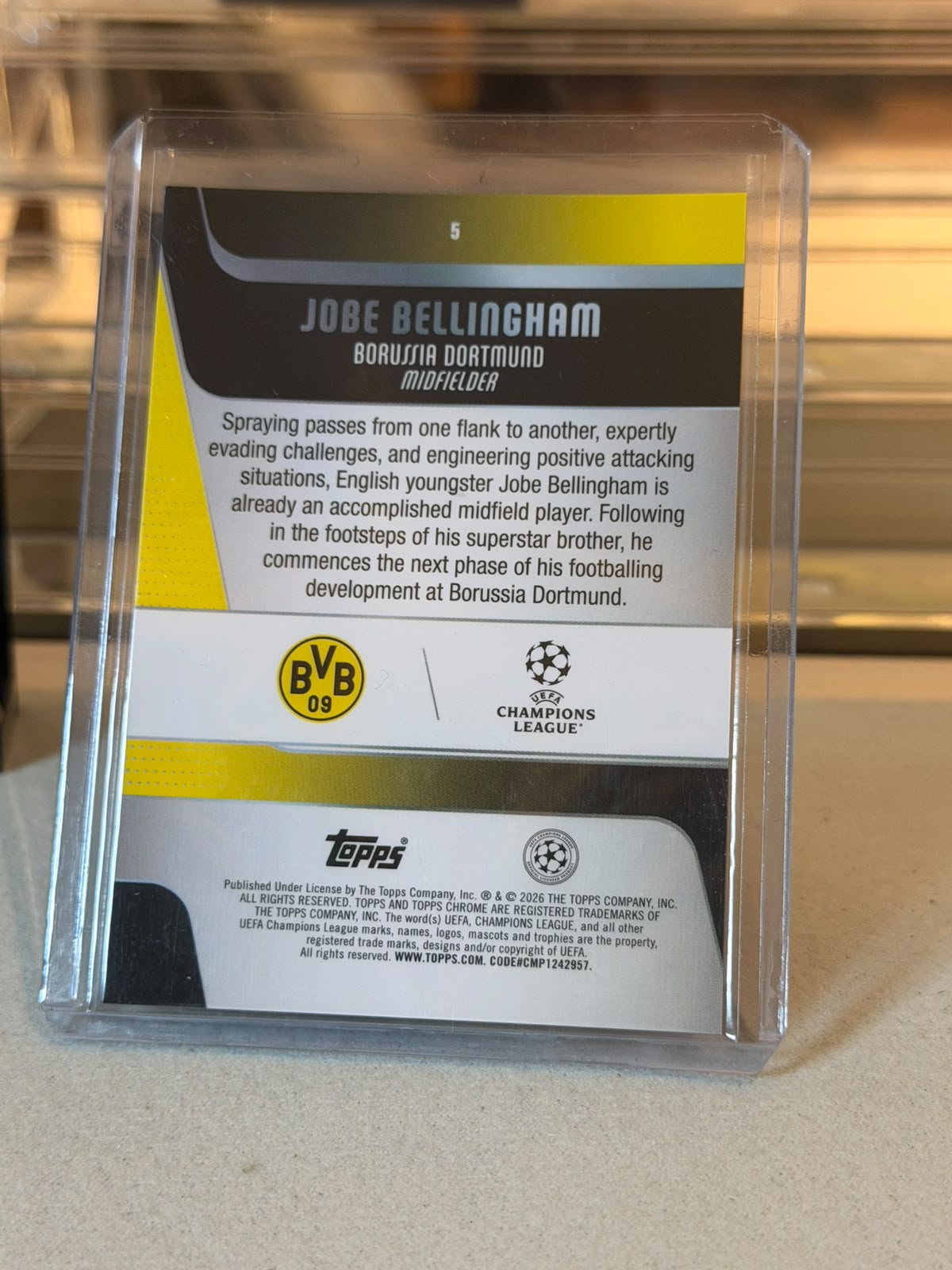 Jobe Bellingham 23/25 #5 Orange Refractor 2026 Topps Chrome UEFA Champions League - back