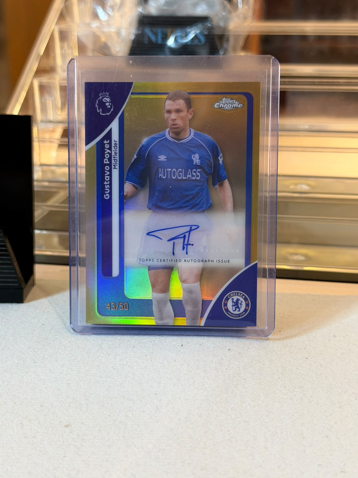 Gustavo Poyet - 2026 Topps Chrome Premier League Premier League Legend Authentic Autograph Gold CA-GP 43/50 - Front