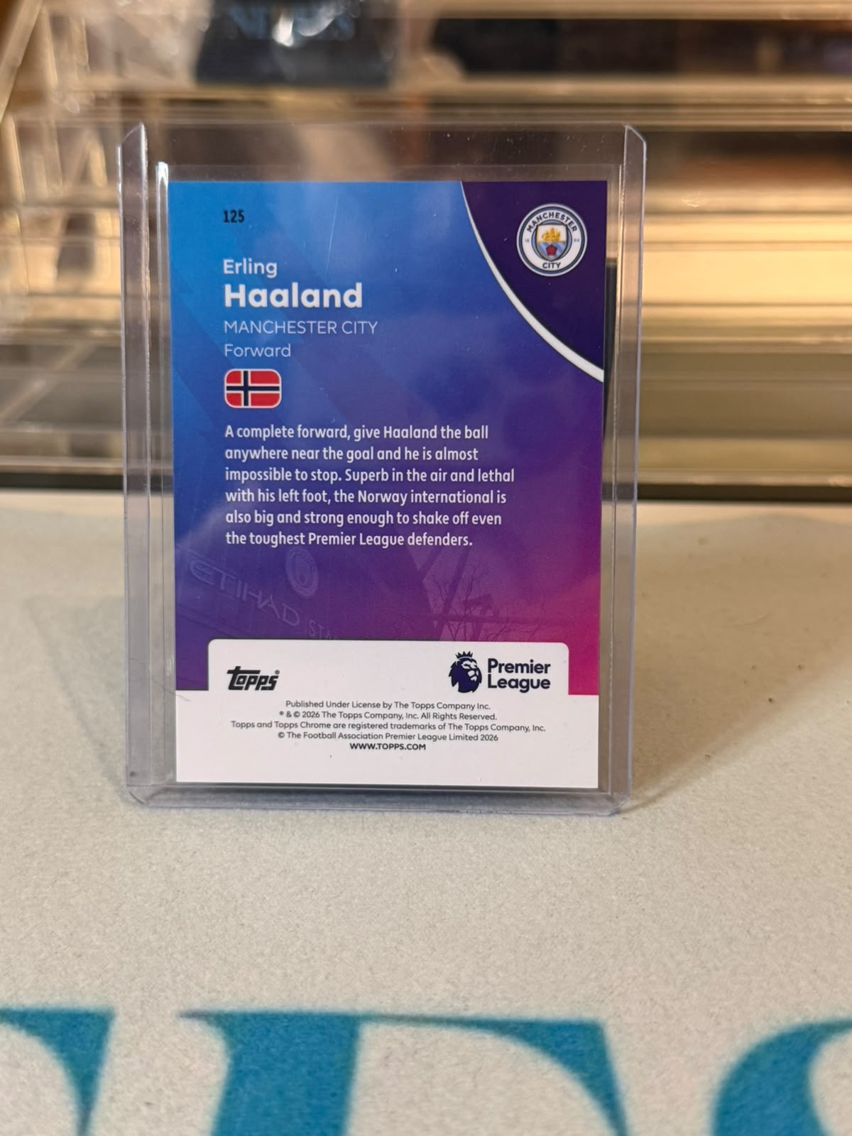 Erling Haaland Manchester City 2025-26 Topps Chrome Premier League Gold Premier League Logo Parallel 45/50 - back