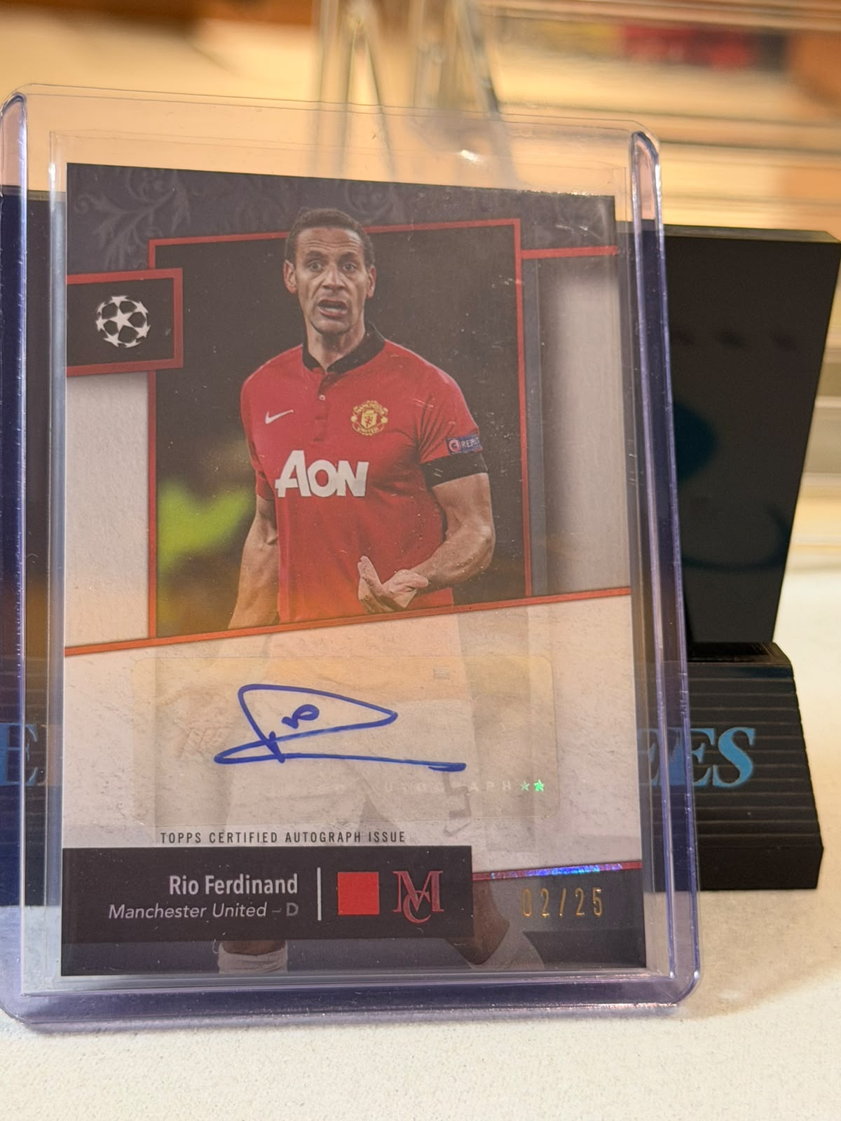 Rio Ferdinand 02/25 – Archival Autograph (Ruby) Manchester United trading card, front