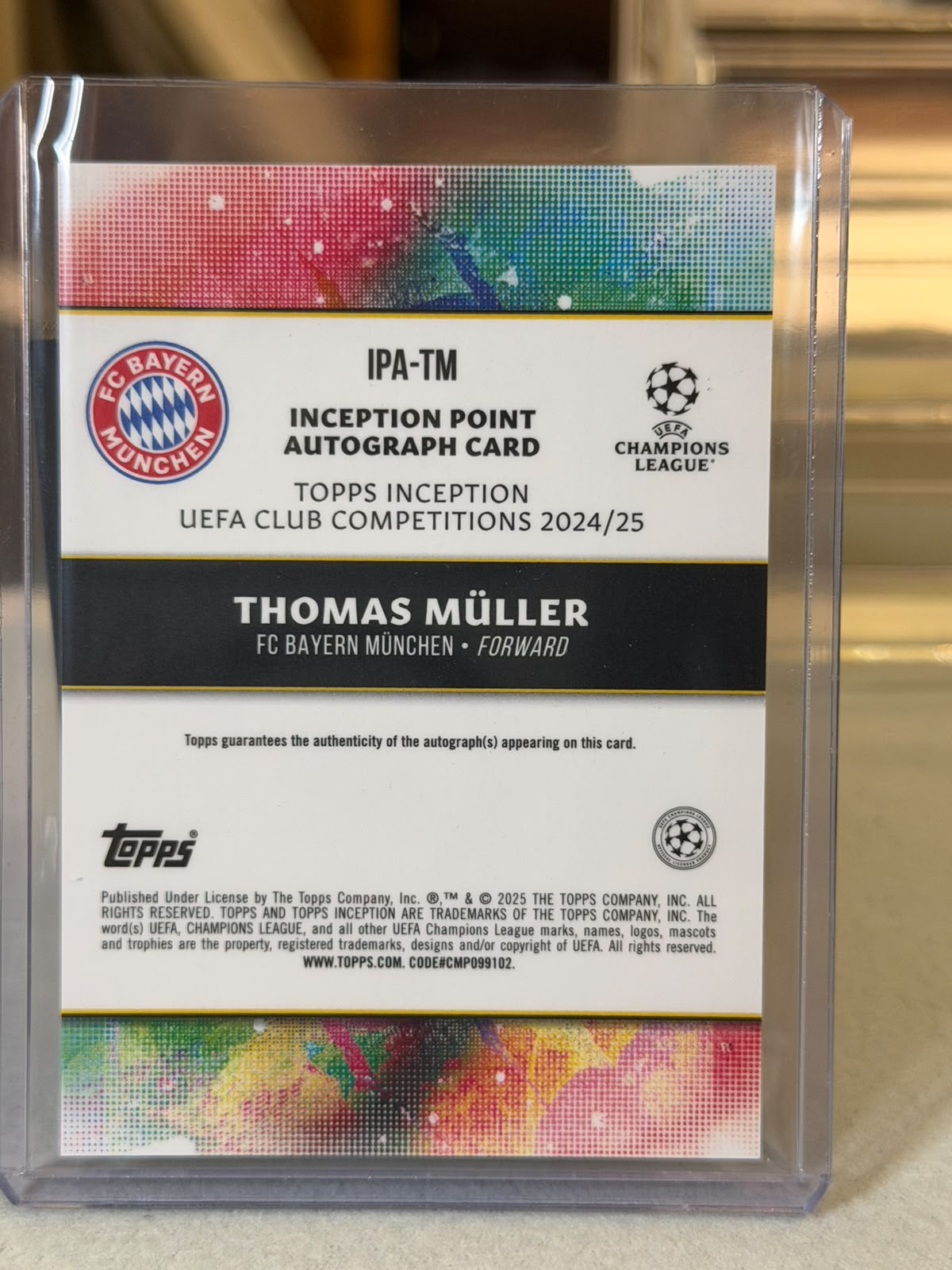 FC Bayern batch card SKU C0000455 back