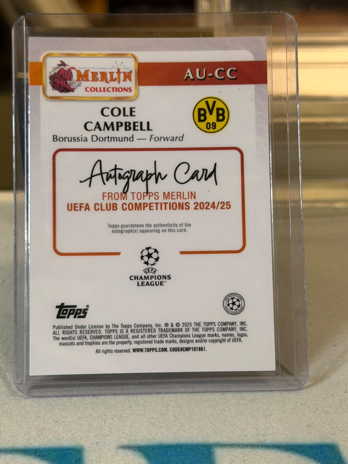 Cole Campbell back - 2024/25 Topps Merlin UEFA Club Competitions 10/10