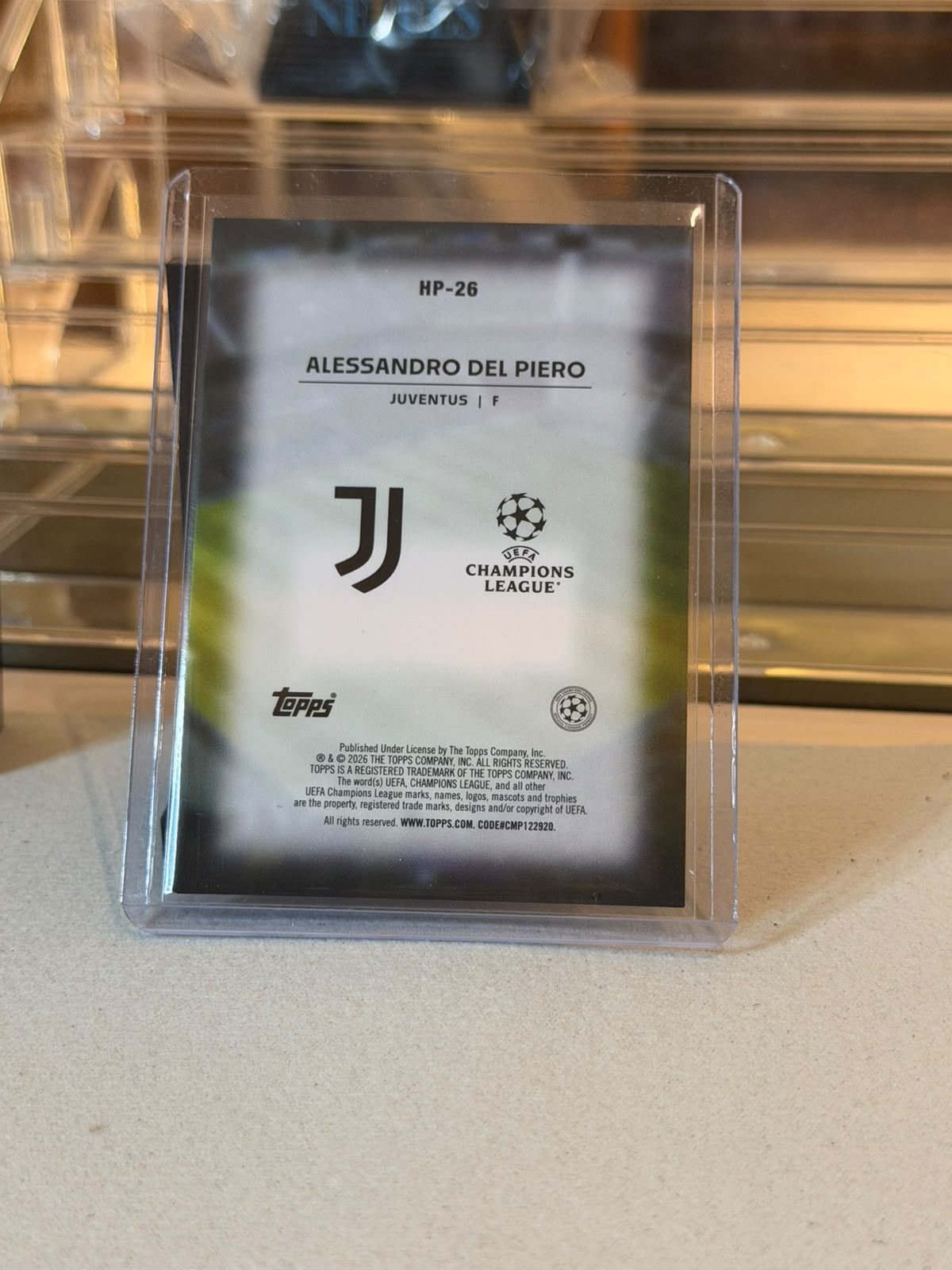 Alessandro Del Piero - Juventus - 2026 Topps UCL Home Advantage HP-26 (back)