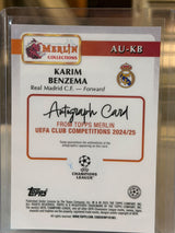 Karim Benzema back - 2024/25 Topps Merlin UEFA Club Competitions Autograph 02/25