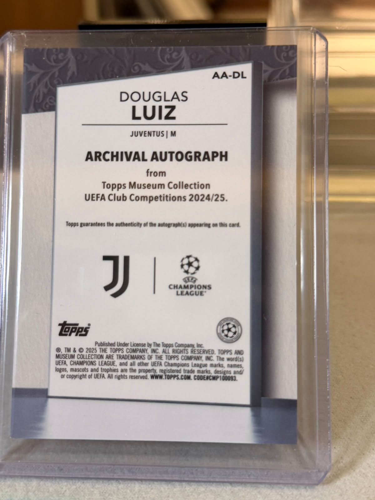 Douglas Luiz back - 2024/25 Topps Museum Collection UEFA Club Competitions 10/25
