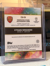 Ethan Nwaneri back - 2024/25 Topps Inception UEFA Club Competitions Emerging Stars Autograph Pink 34/75