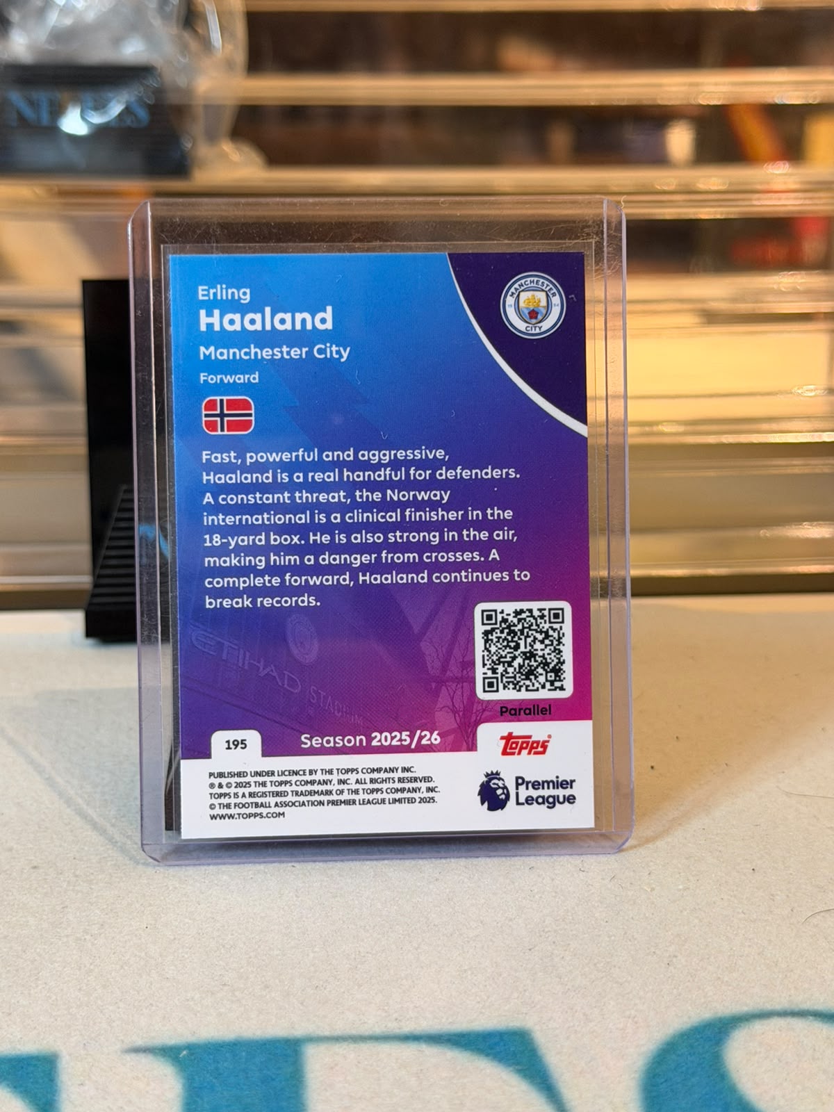 Erling Haaland Manchester City Power 100 card back