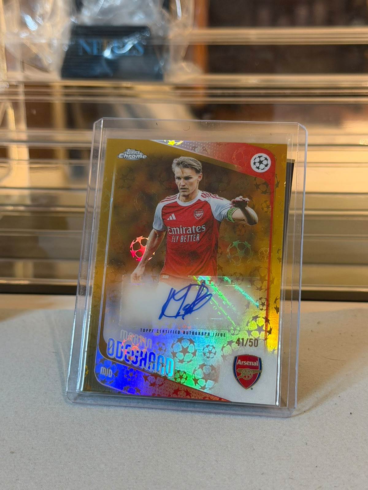 Martin Odegaard 2025/26 Topps Chrome UEFA Club Competitions Gold refractor Autograph parallel - front