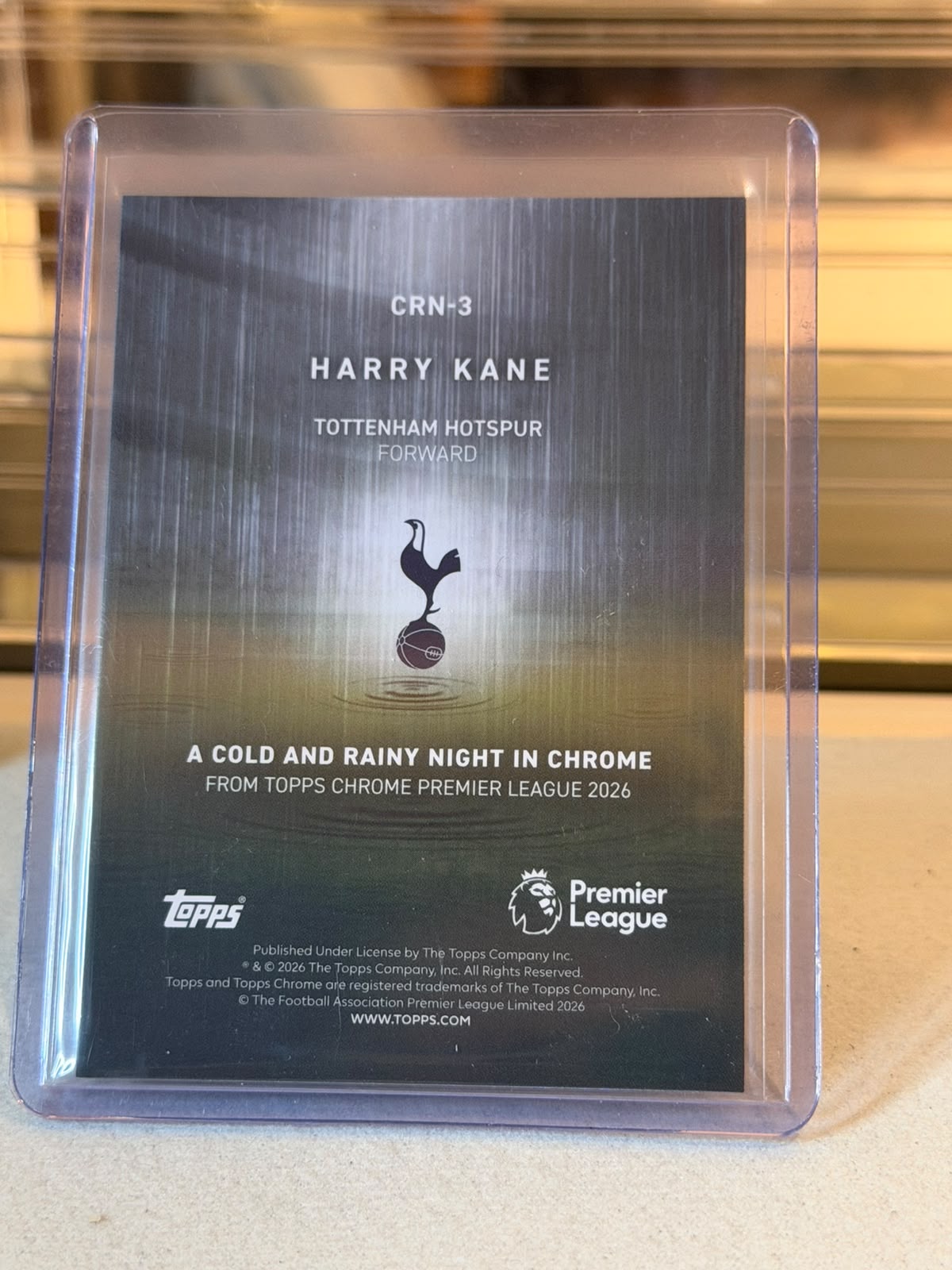 Harry Kane C0000603 back - Harry Kane #CRN-3 – Tottenham – A Cold And Rainy Night In Chrome – 2026 Topps Chrome Premier League